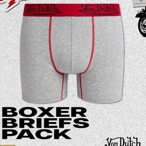 Von Dutch Gray Boxer Briefs with Red Accents